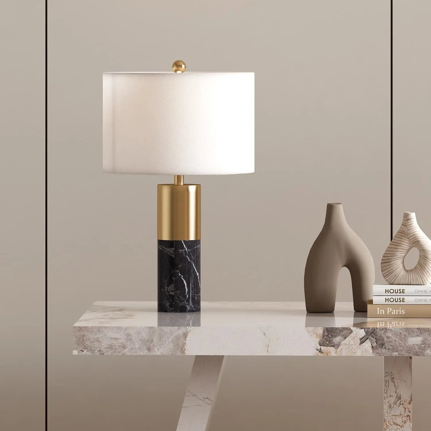 Liora lamp detail — marble lamp base texture, luxury table lamp