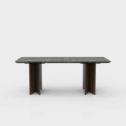 Aureila marble dining table black metal legs — contemporary stone dining table JOLIN