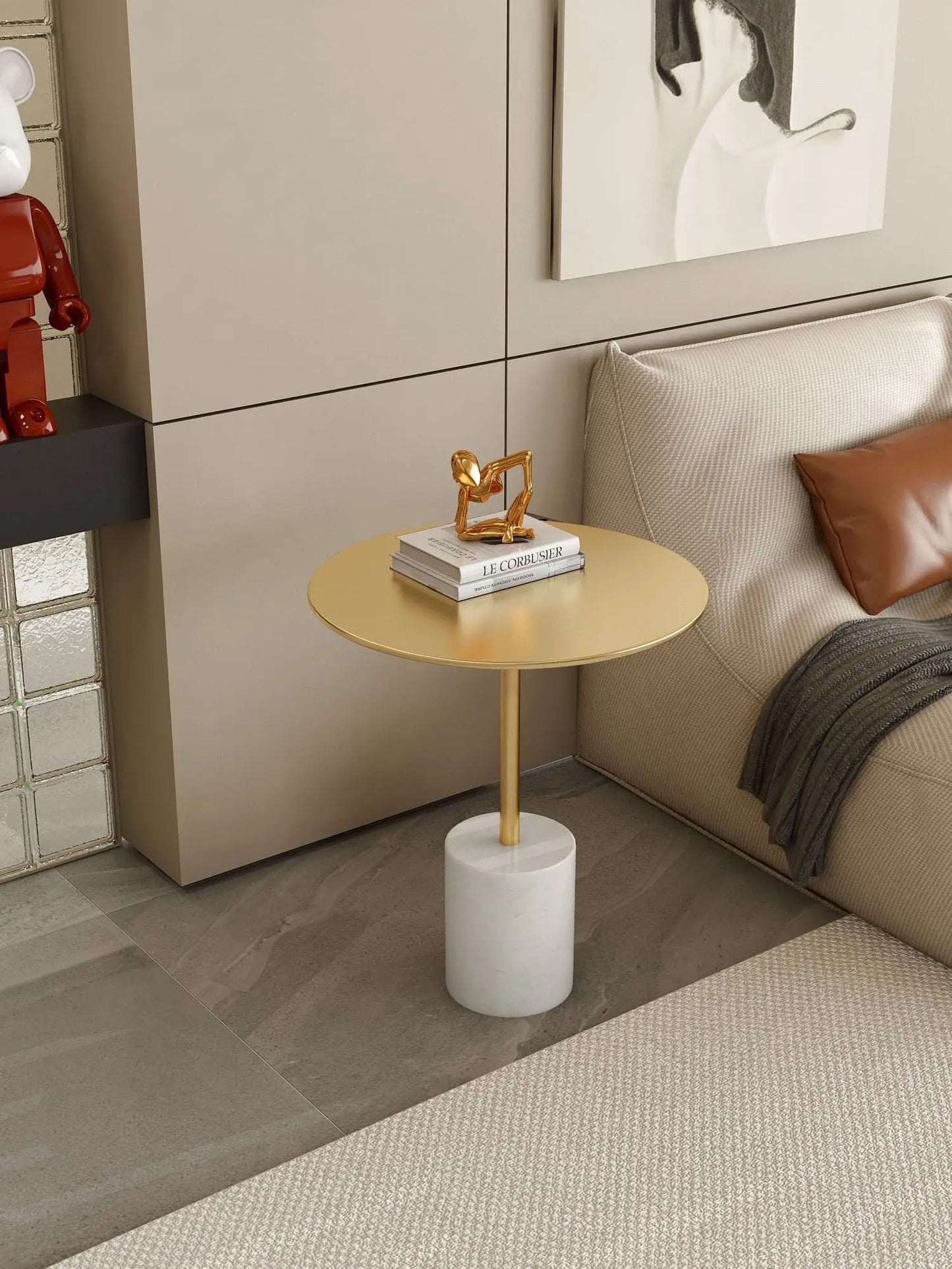 Aurelith side table styled — marble side table contemporary interior JOLIN