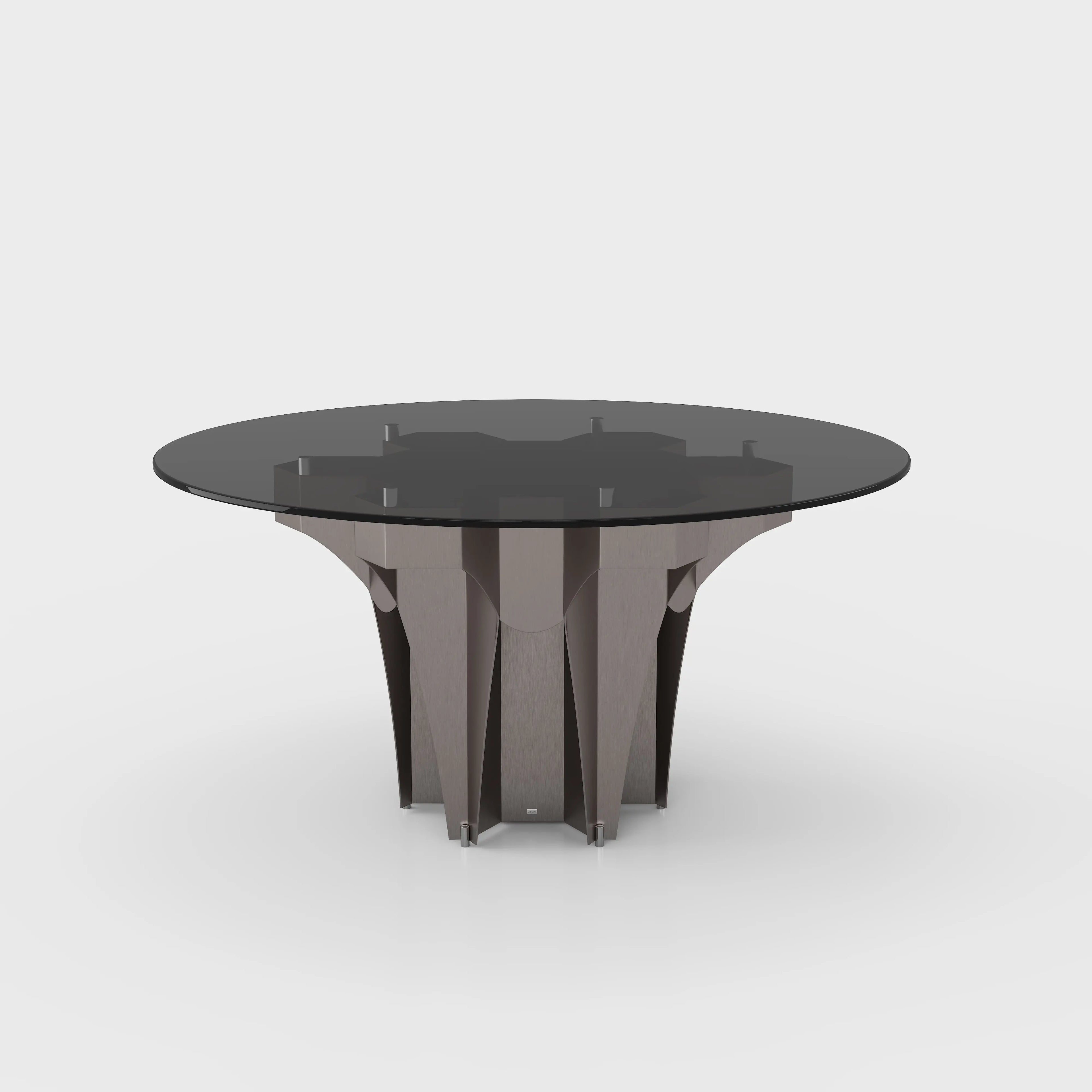 Katniss travertine dining table — natural stone top luxury dining furniture JOLIN