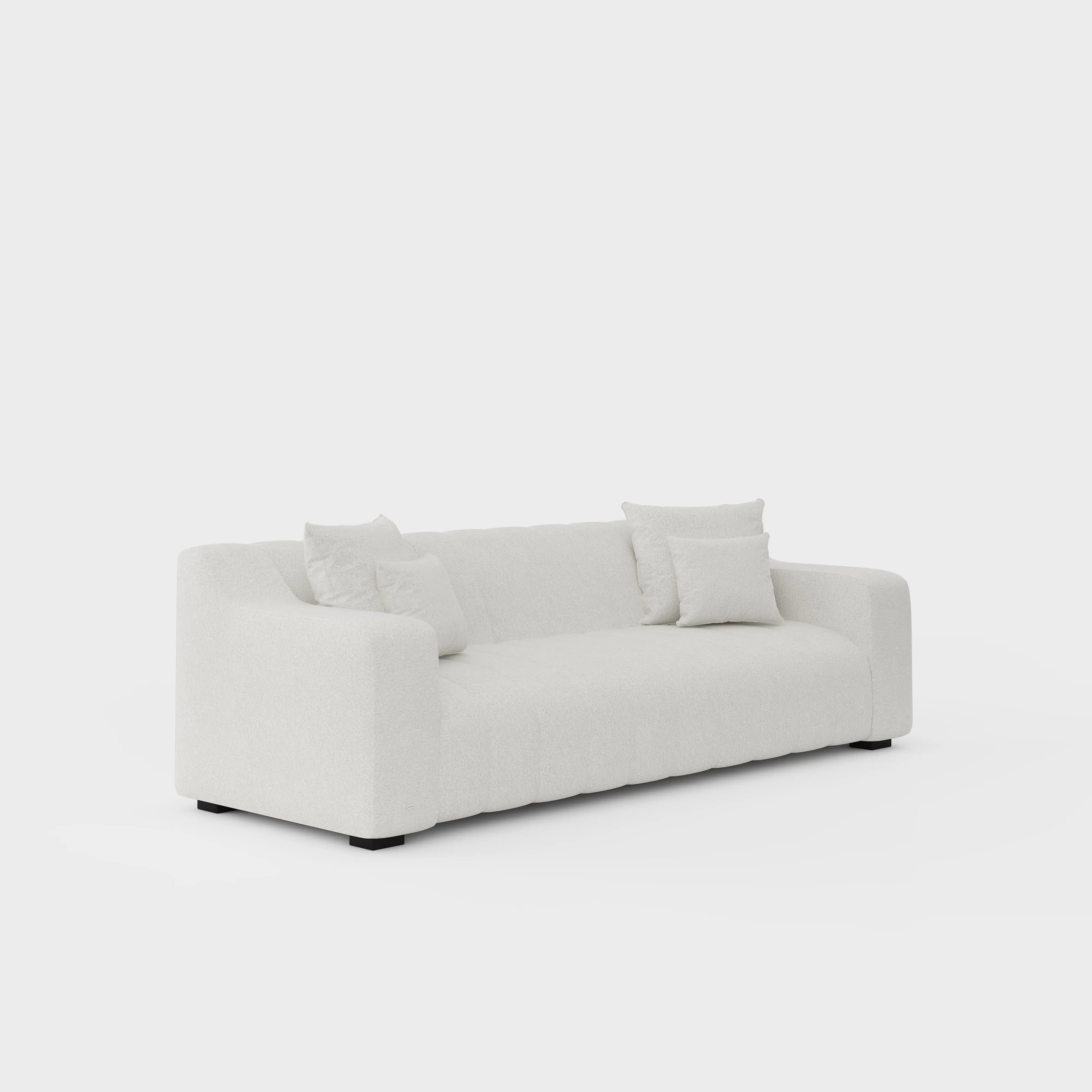 Anella three seater sofa side profile — 240cm white polyester sofa Australia