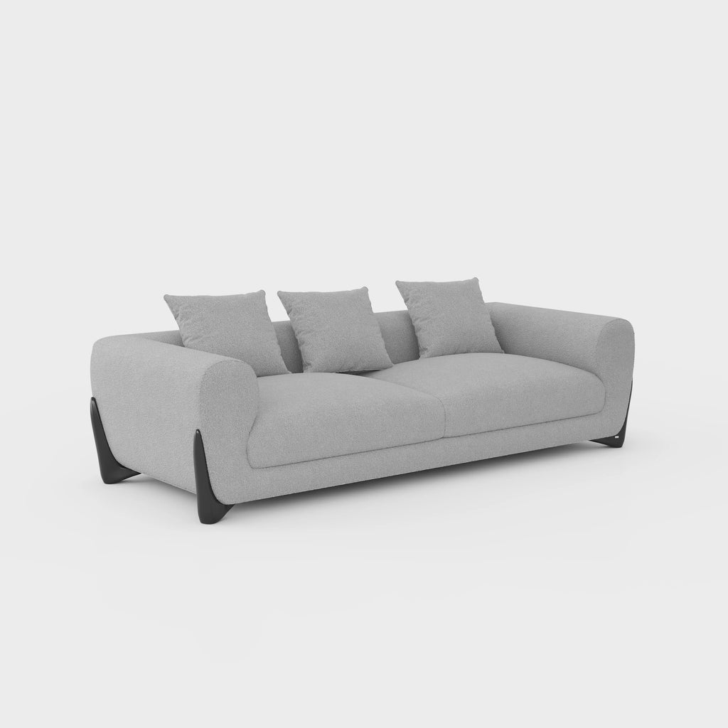 Kaedra sofa side view — 230cm grey polyester lounge suite made to order
