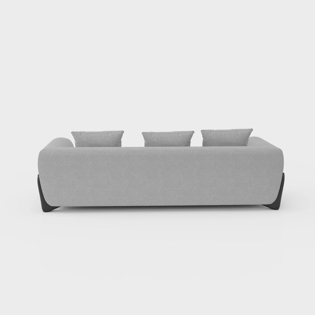 Kaedra sofa back view — 230cm grey polyester lounge suite made to order