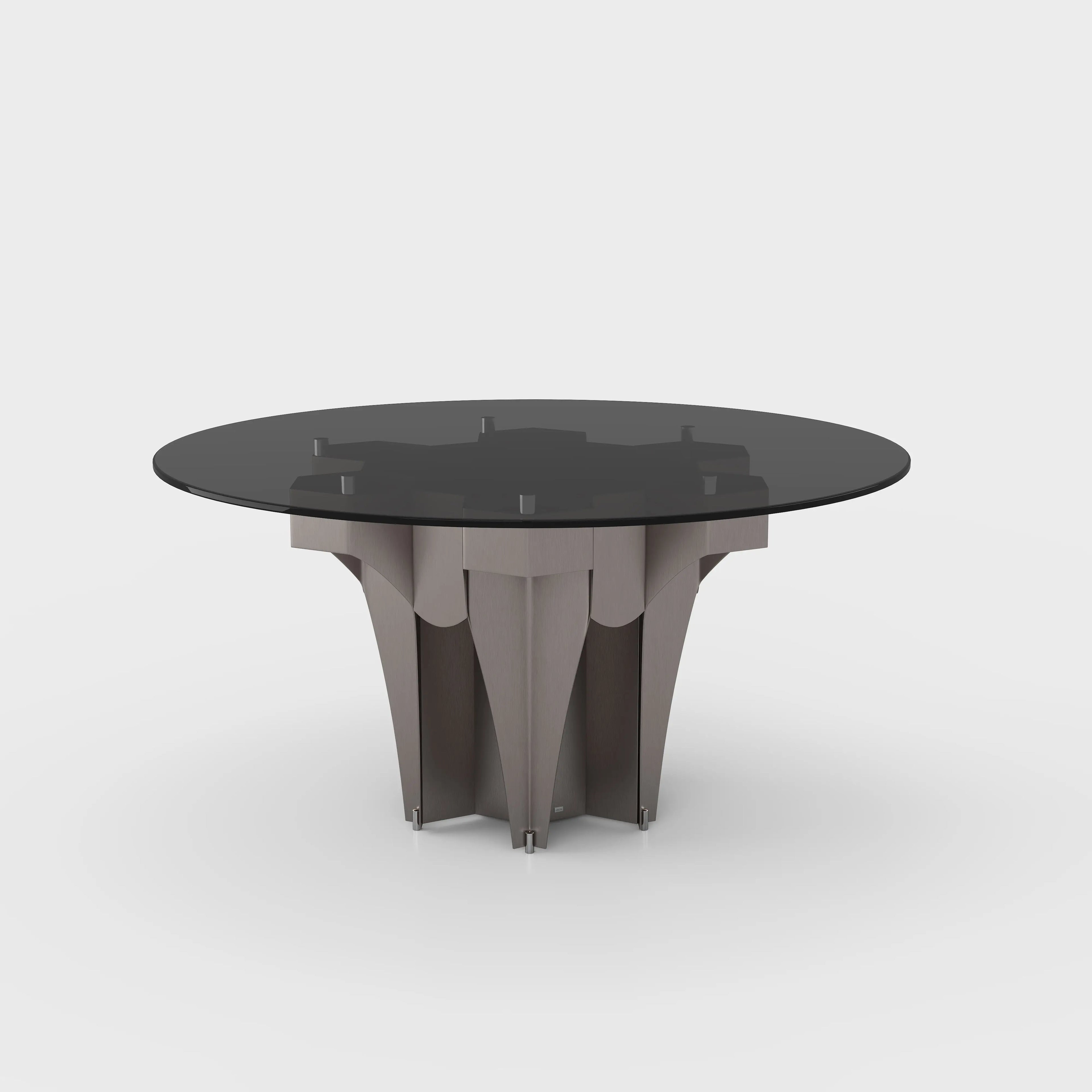Katniss dining table lifestyle — travertine stone dining table Sydney showroom