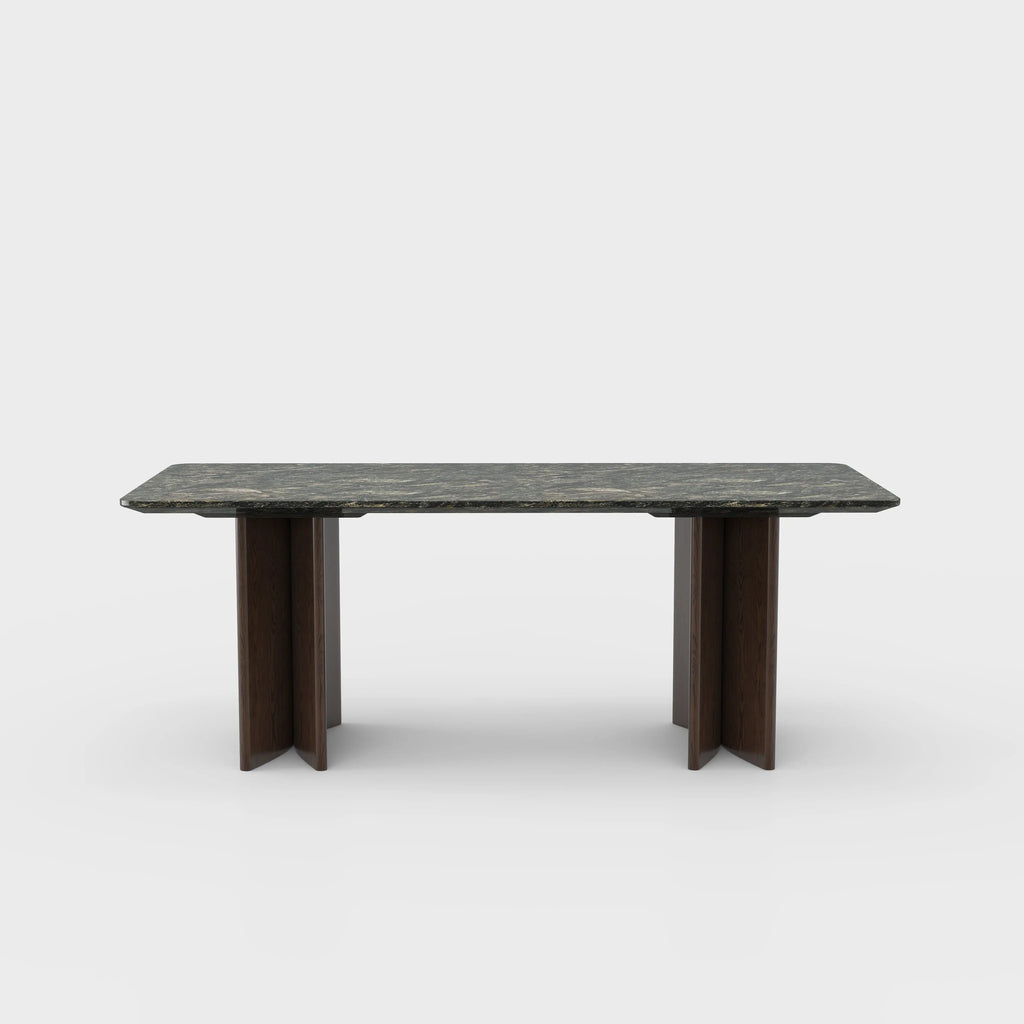 Aureila marble dining table black metal legs — contemporary stone dining table JOLIN