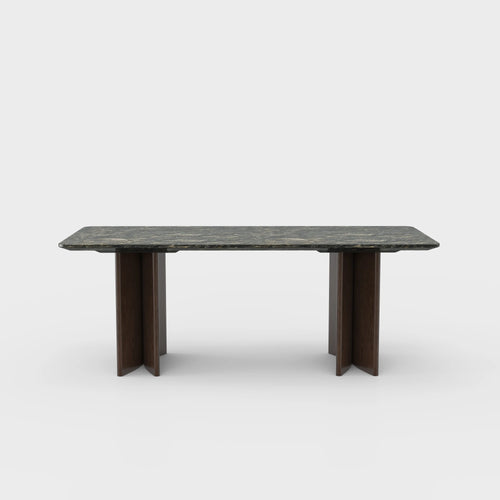 Aureila marble dining table black metal legs — contemporary stone dining table JOLIN