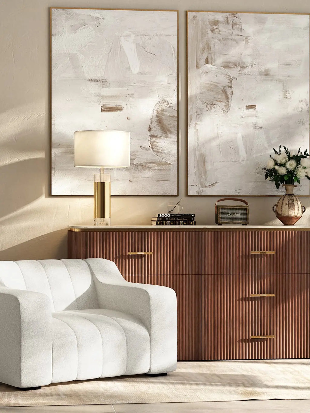 Elaria lamp detail — sculptural table lamp premium interior