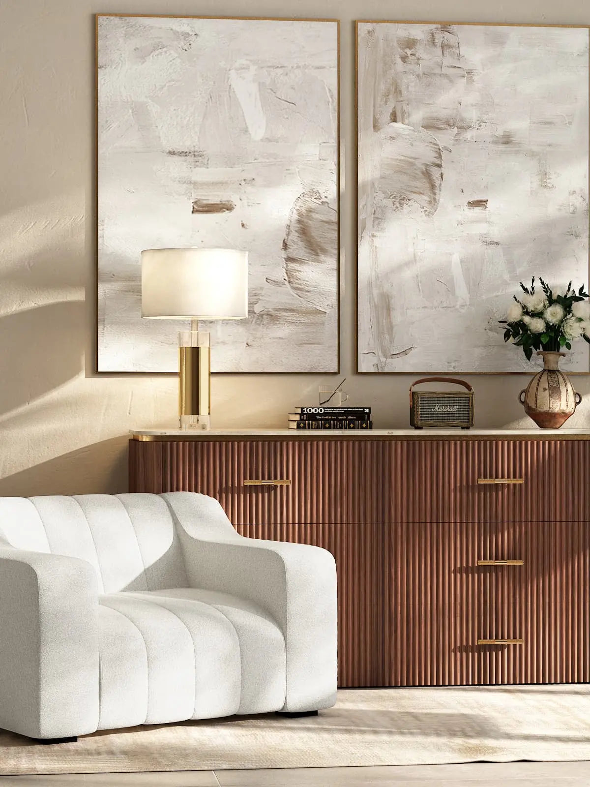 Elaria lamp detail — sculptural table lamp premium interior