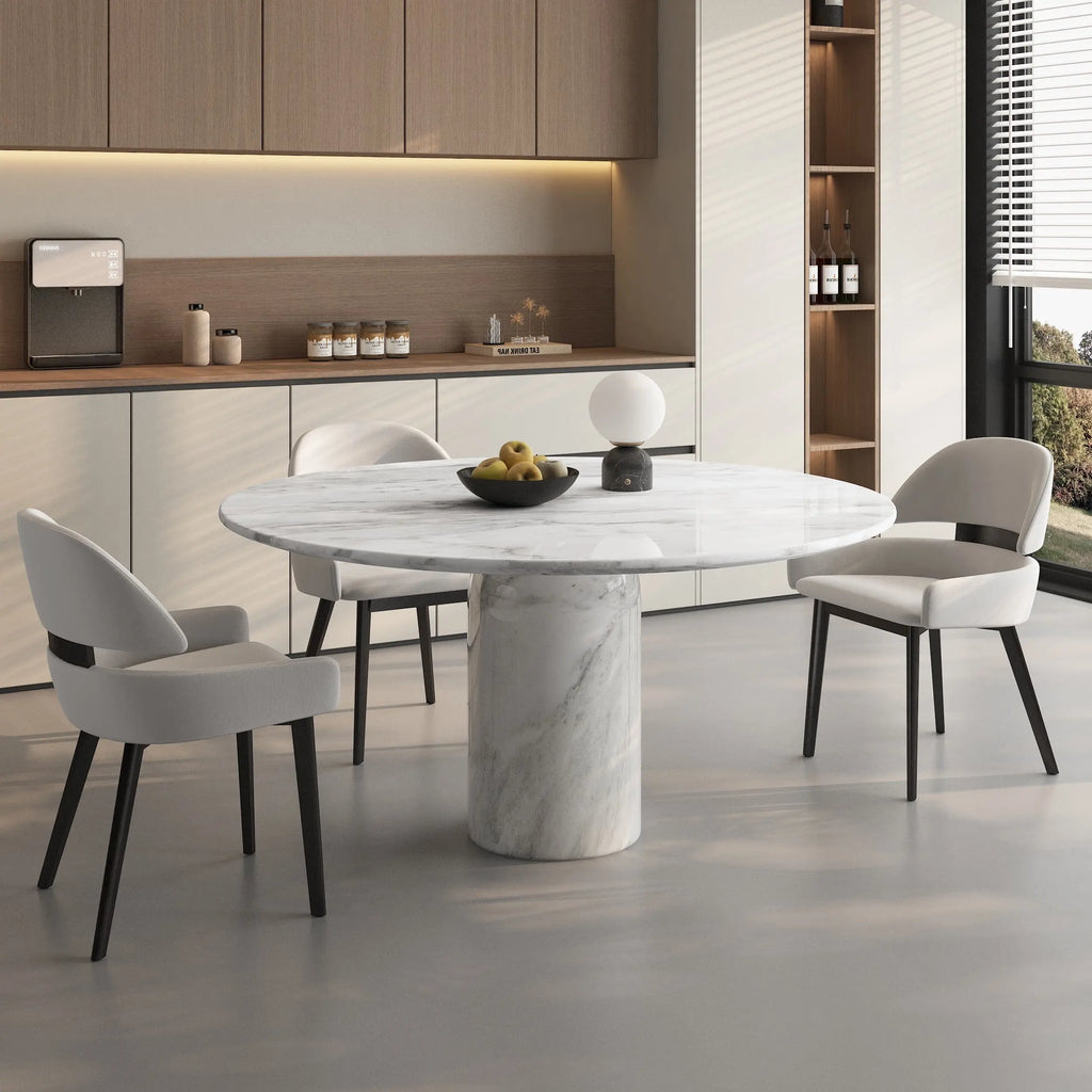 Maripel table detail — marble veining close-up, luxury dining table Australia