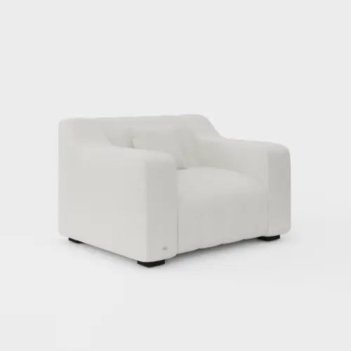 Anella one seater cream fabric sofa chair — luxury accent seating Australia