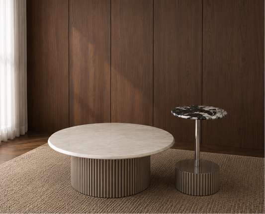 JOLIN Furniture Koviara table set featuring a modern wooden dining table with matching chairs and sleek design.