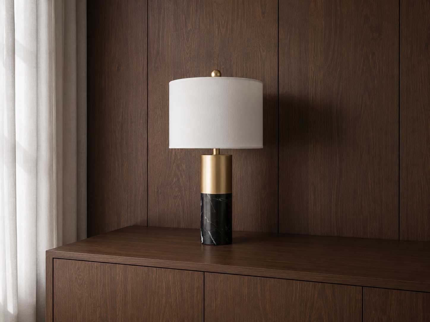 JOLIN Furniture Liora Marble Lamp with sleek white marble base and modern design, ideal for stylish home lighting.