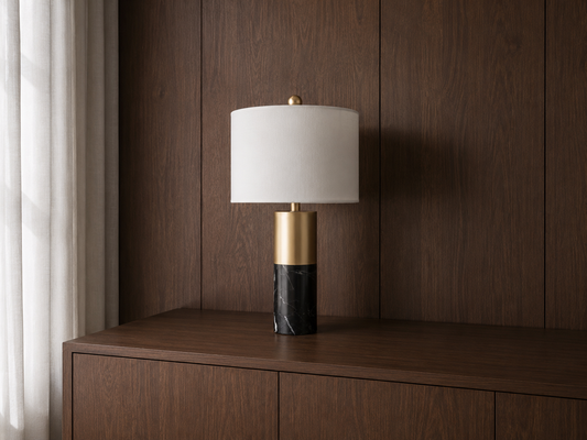 JOLIN Furniture Liora Marble Lamp with sleek white marble base and modern design, ideal for stylish home lighting.