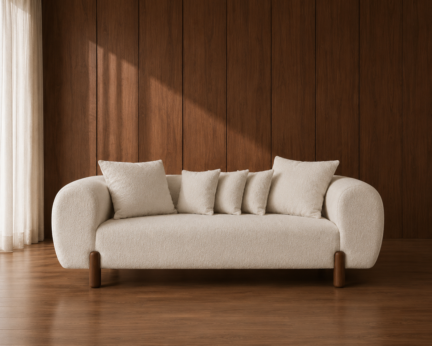 JOLIN Furniture Serenith three-seater sofa with plush cushions and modern design, shown in a cozy living room setting.