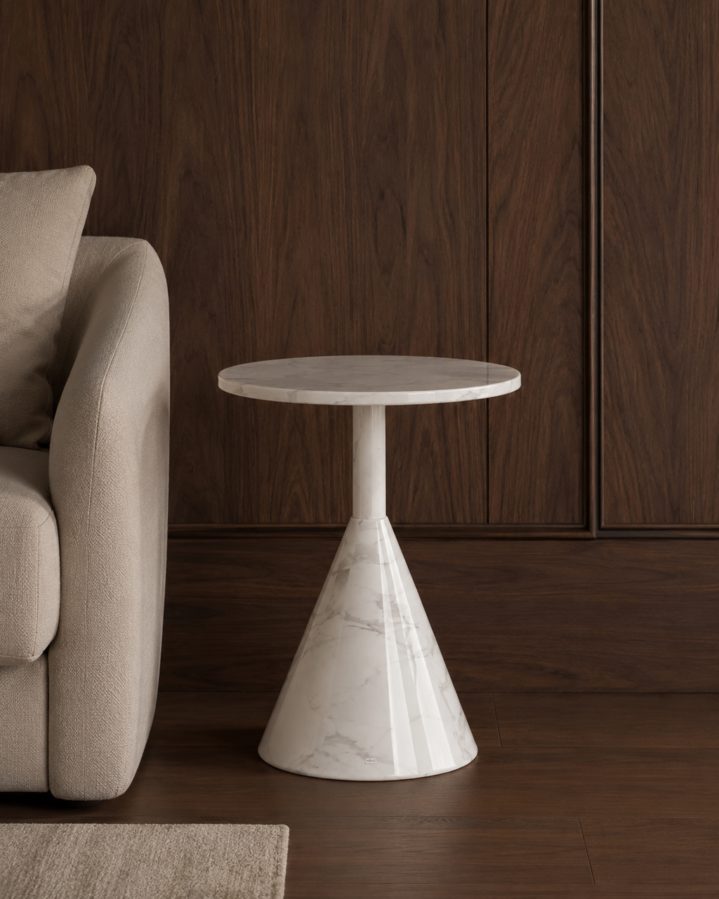 JOLIN Furniture Zerisse side table with wooden top and metal frame, modern compact design for living room or bedroom.