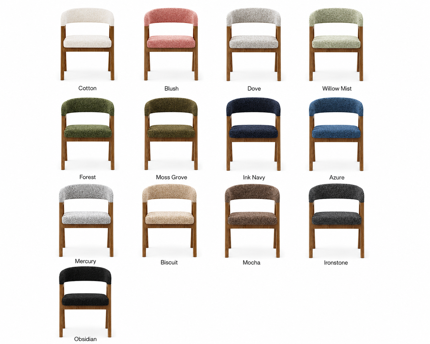 JOLIN Furniture Astrielle Chair with plush fabric upholstery and sleek wooden legs, modern design perfect for living rooms.