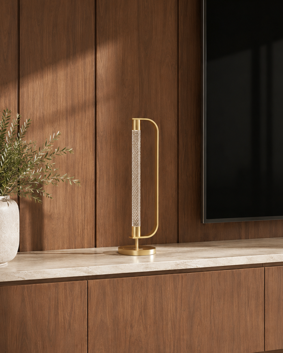 JOLIN Furniture Ariess Lamp with sleek modern design and white lampshade, perfect for contemporary home decor.