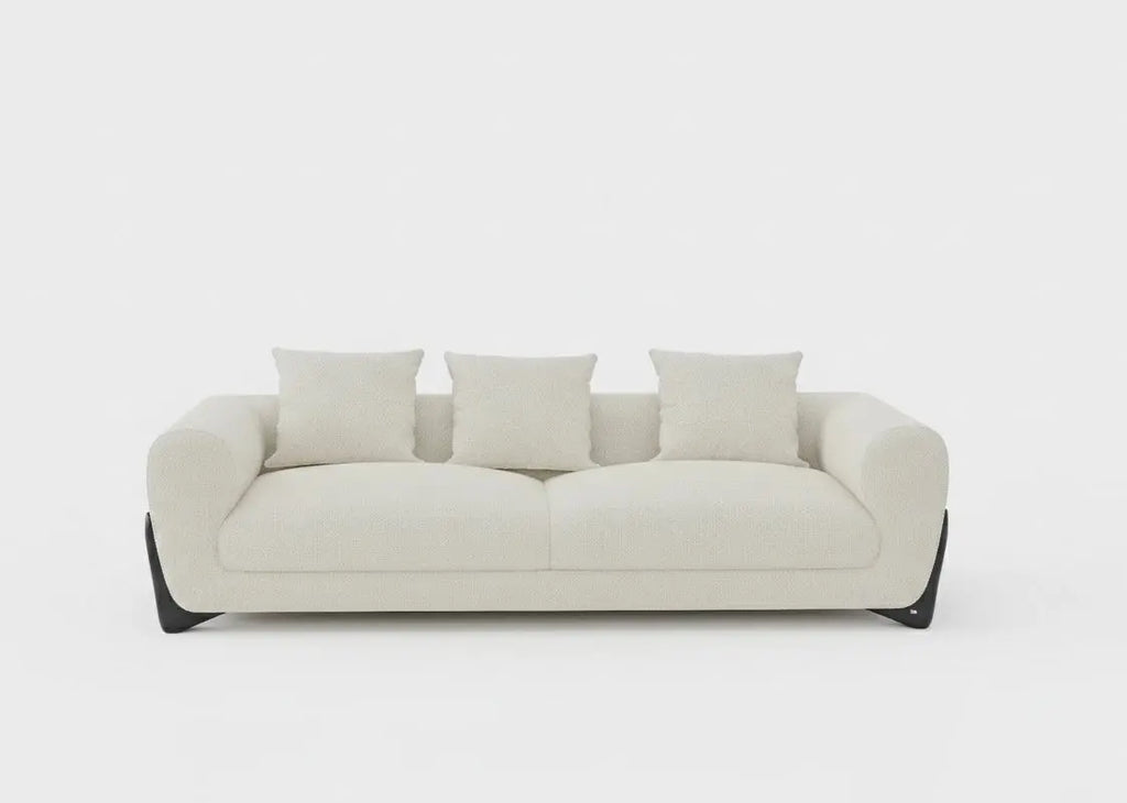 Kaedra sofa side view — 230cm grey polyester lounge suite made to order