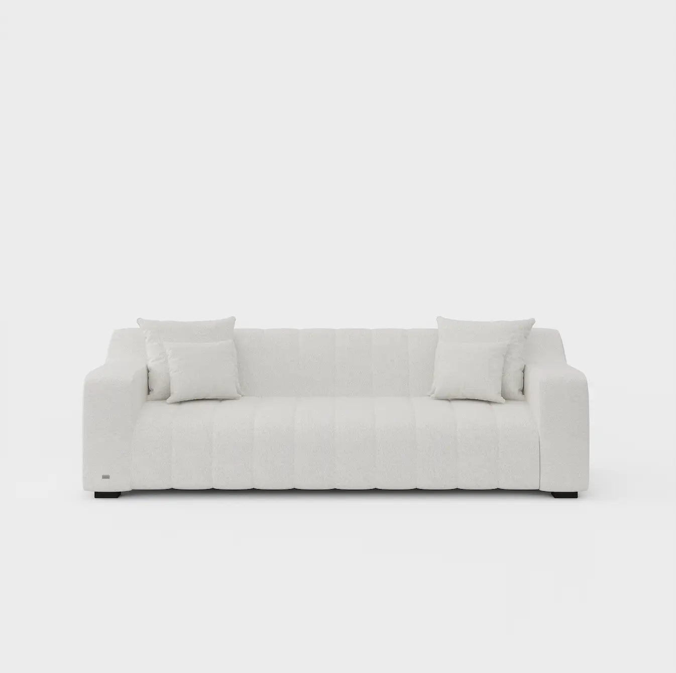 Anella cream three seater sofa — sculptural fabric lounge, JOLIN Furniture Sydney
