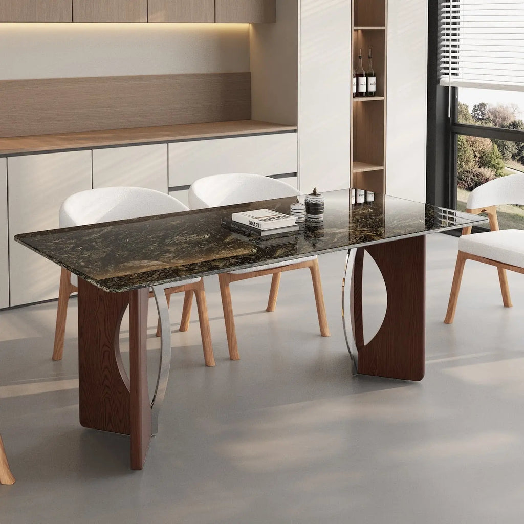 Thalira table side profile — 6 seater stone dining table Australia