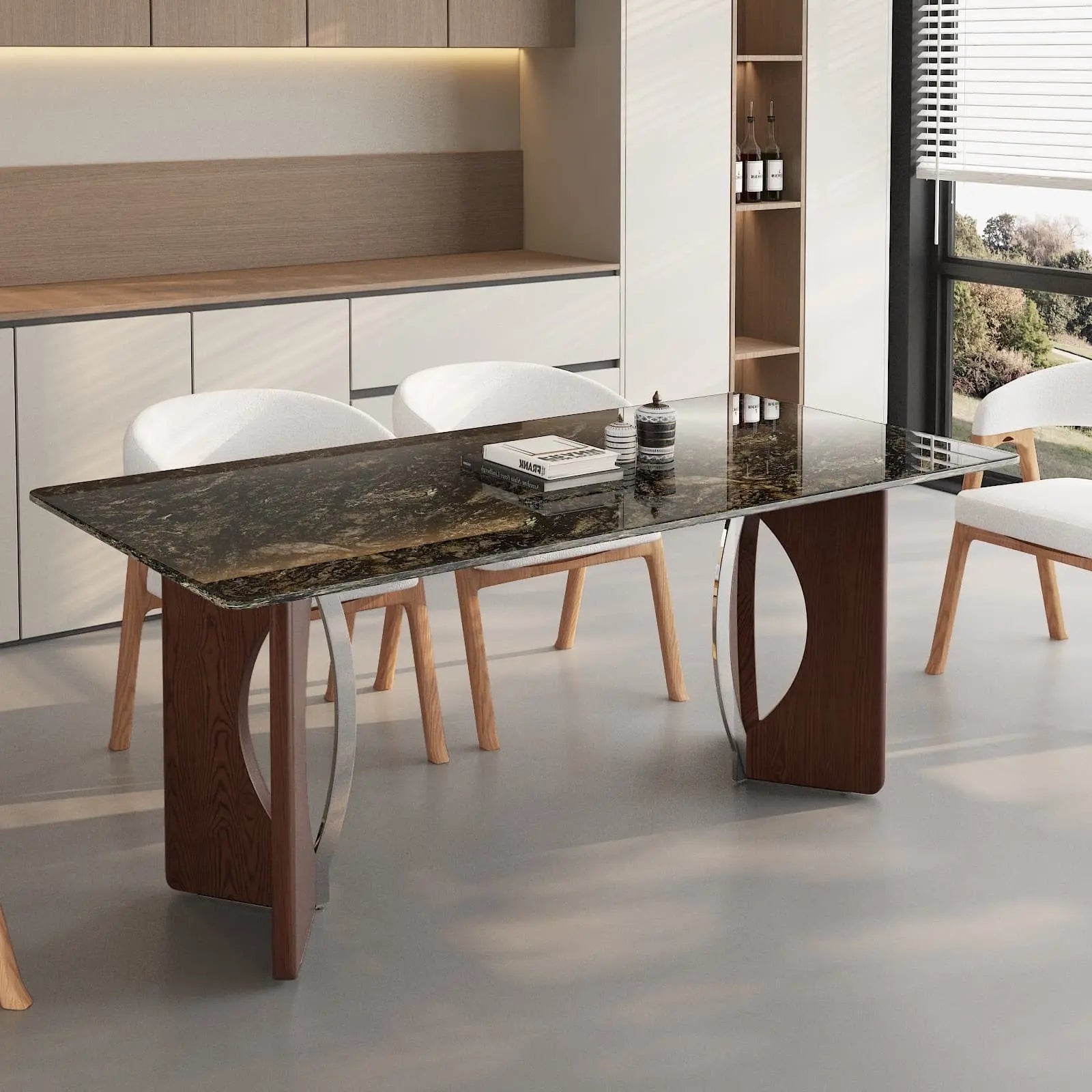 Thalira table side profile — 6 seater stone dining table Australia